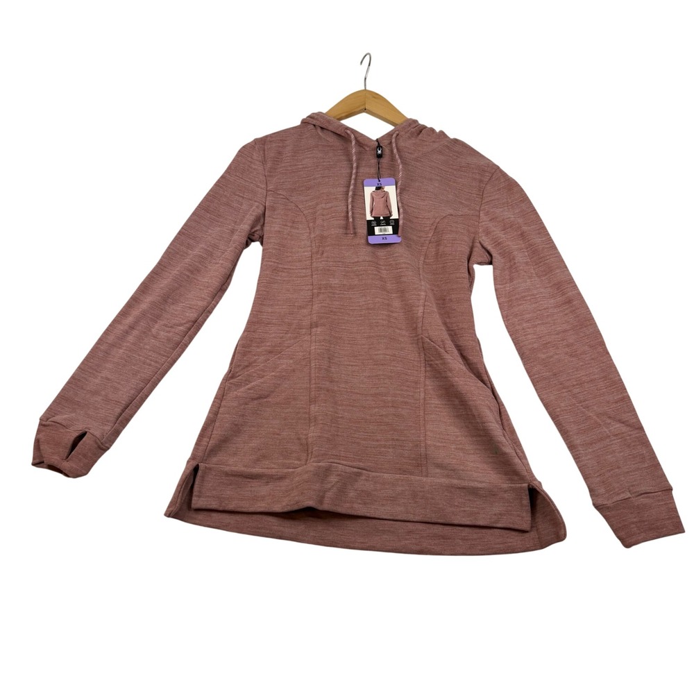 Spyder Active Womens Hoodie Mauve Pink Heathered Thumbhole Pullover XS NEW